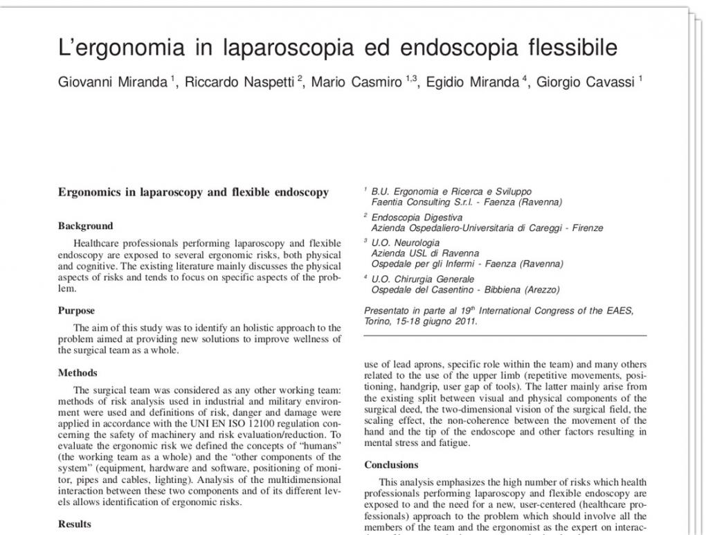 L’ergonomia in laparoscopia ed endoscopia flessibile